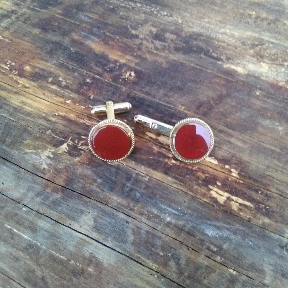 Cuff links maroon and gold toned